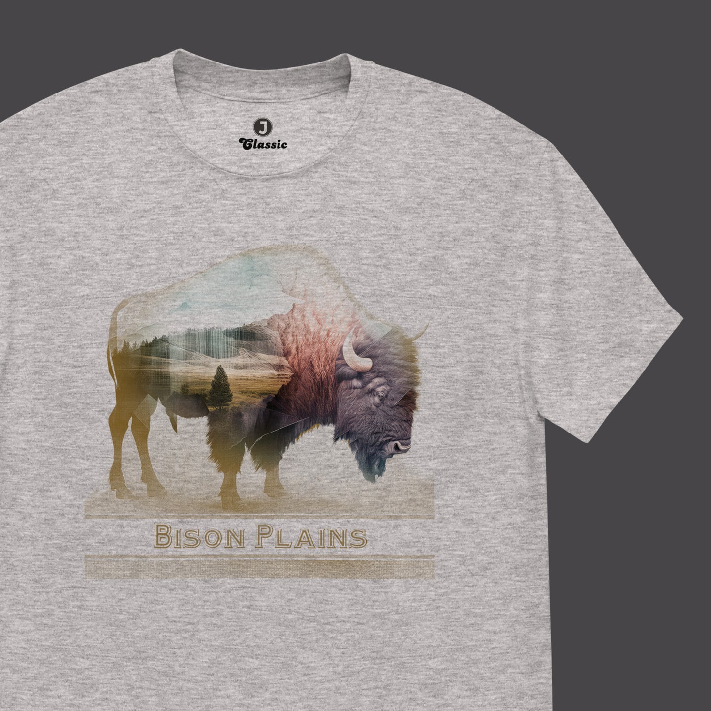 closeup of Bison Plains Classic unisex t-shirt