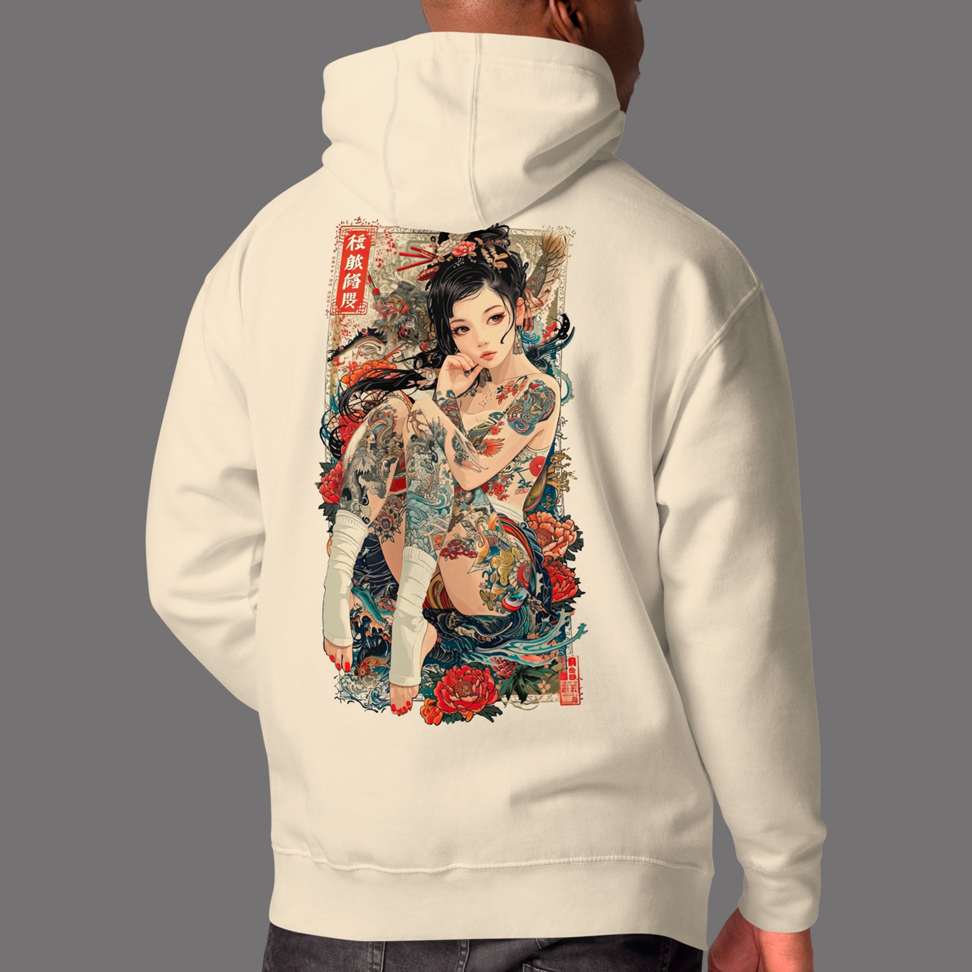 model wearing bone Irezumi Unisex Premium Hoodie | Cotton Heritage