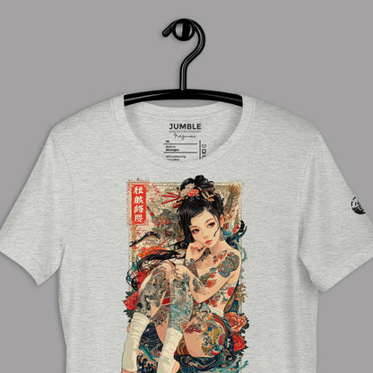 closeup of athletic gather Irezumi Unisex T-Shirt on a hanger