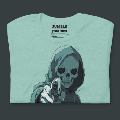 folded Dusty Blue Deadly Intent Unisex t-shirt 