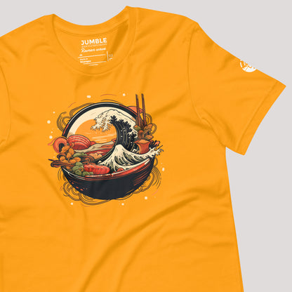 art on a gold Ramen Wave Unisex t-shirt 