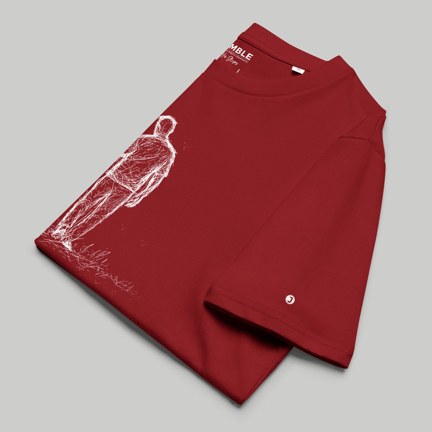 folded burgundy In His Steps Premium Unisex organic cotton t-shirt