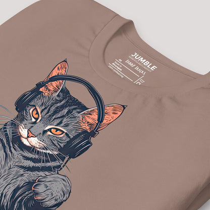 closeup of folded Tabby Tracks Unisex t-shirt