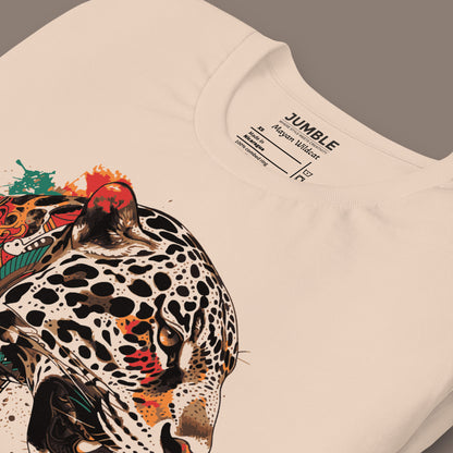 closeup of folded soft cream Mayan Wildcat Unisex t-shirt