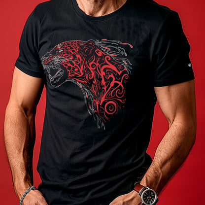 model wearing Dark Flame Premium Unisex organic cotton t-shirt