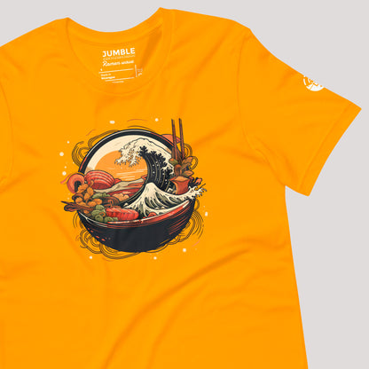 art on a mustard Ramen Wave Unisex t-shirt 