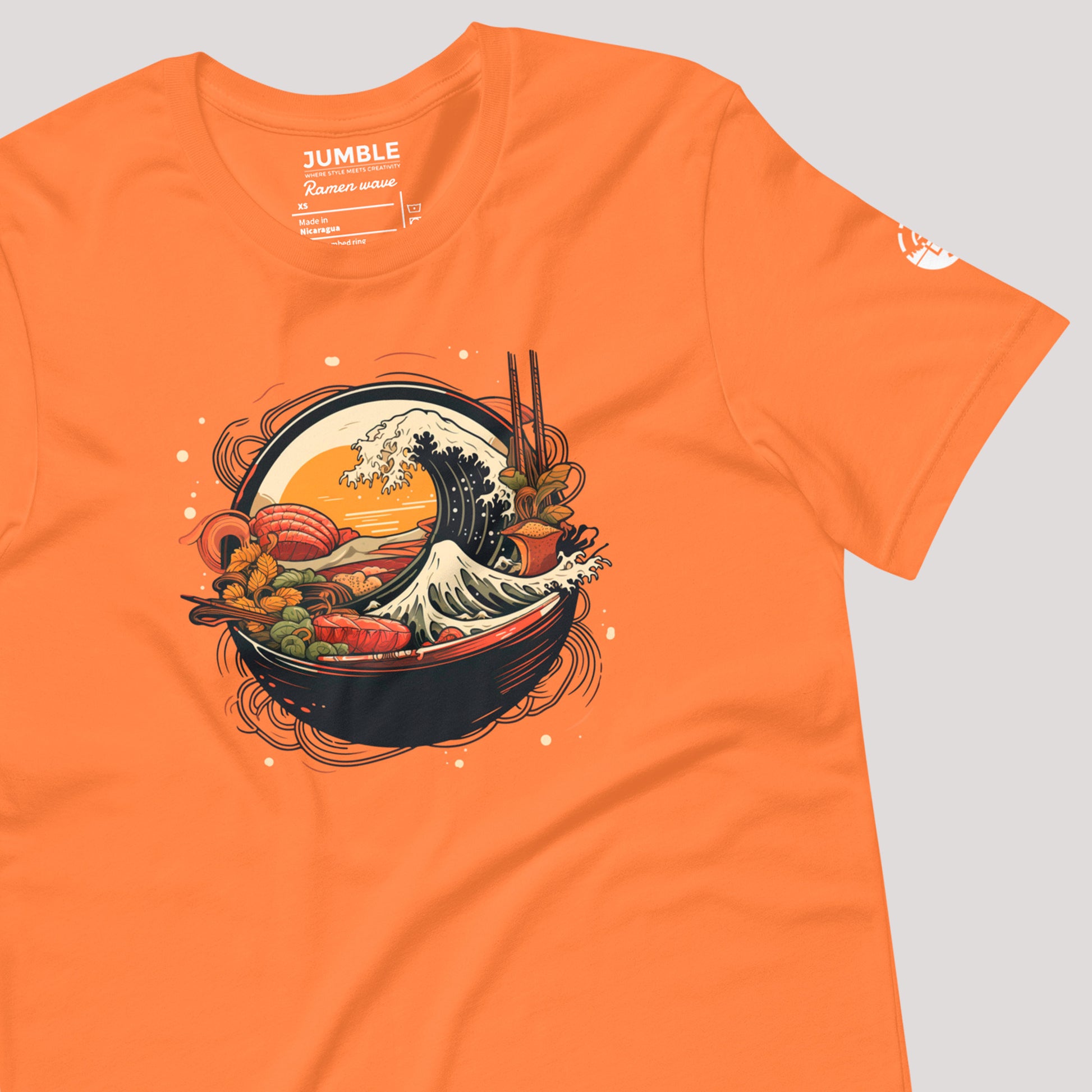 art on a burnt orange Ramen Wave Unisex t-shirt 