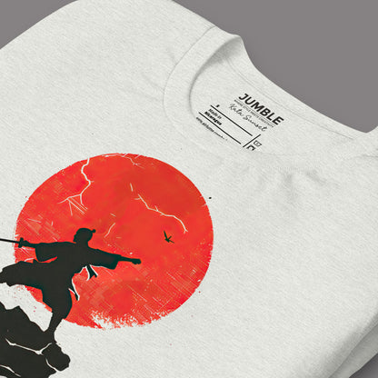 closeup of folded ash Kata Sun Unisex t-shirt