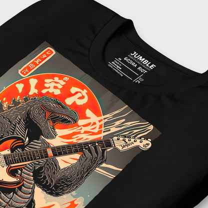 closeup of a folded black Gojira Riot Unisex t-shirt