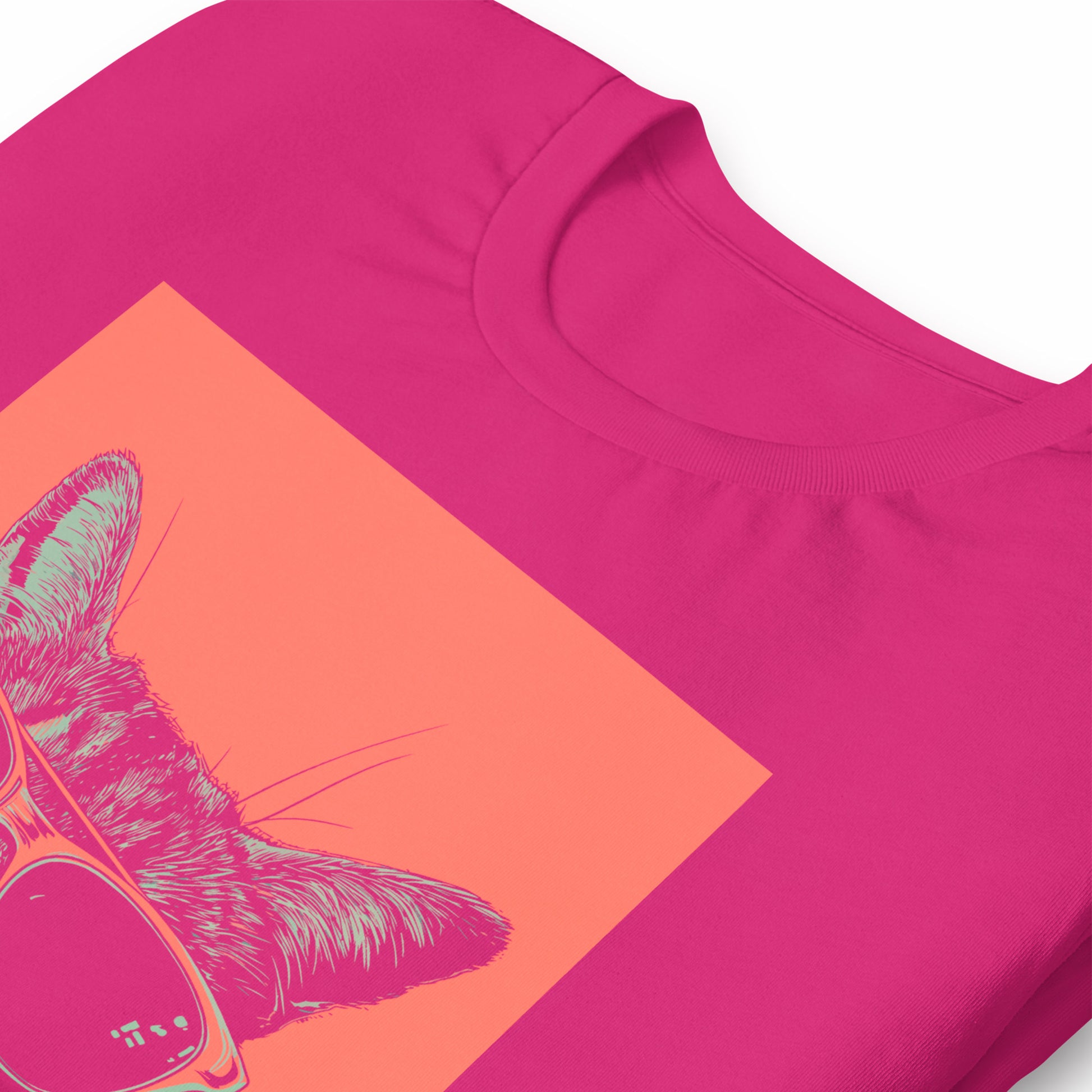 closeup of a folded Hip Kitty Unisex t-shirt in berry