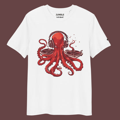 white OctoBeat Premium Unisex organic cotton t-shirt