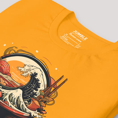 closeup of gold Ramen Wave Unisex t-shirt 