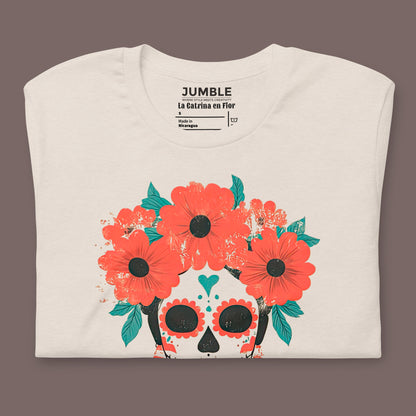 folded heather dust La Catrina en Flor Unisex t-shirt 