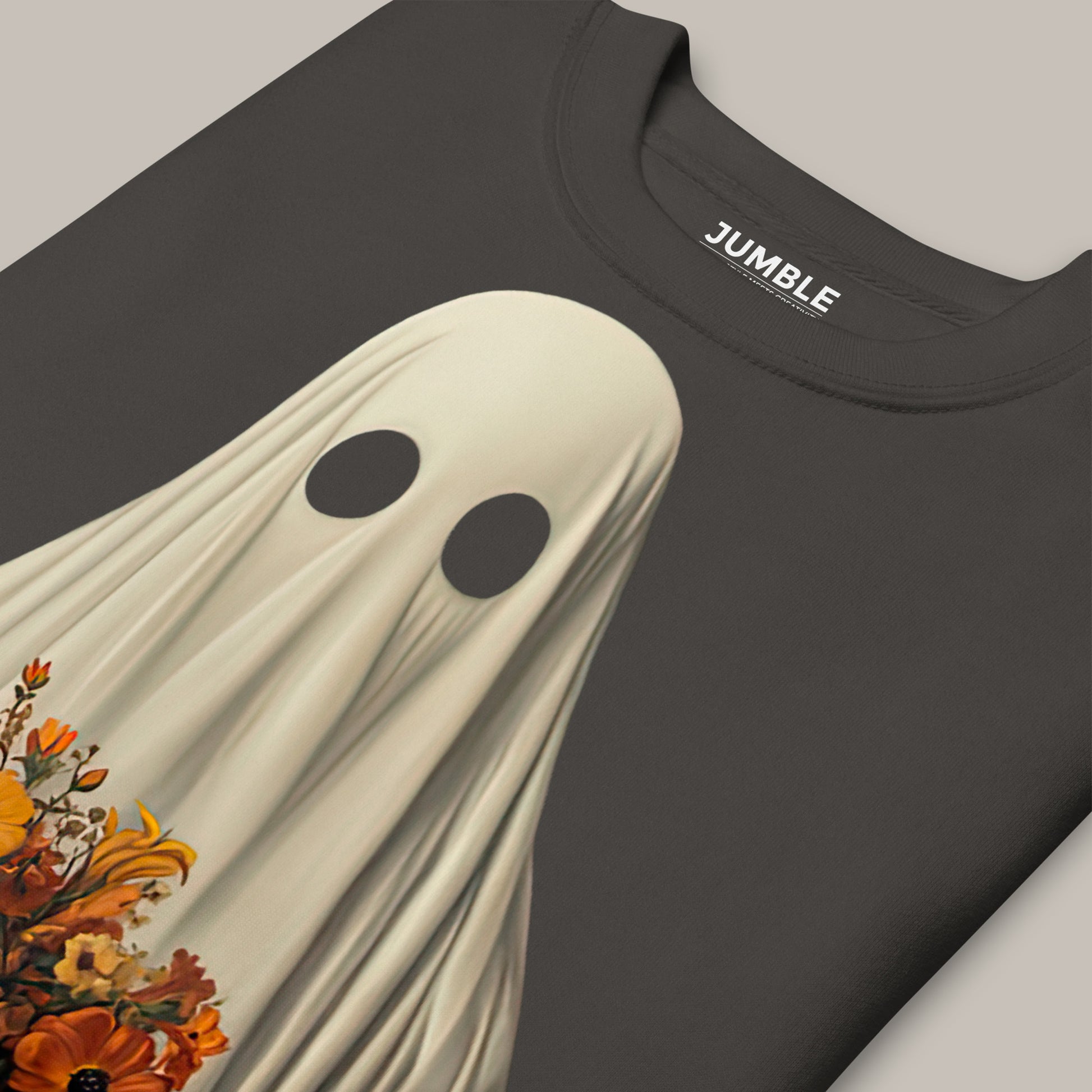 closeup of folded Haunted Bouquet Unisex Premium Sweatshirt