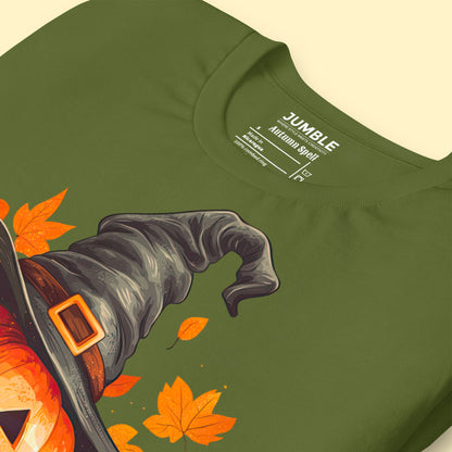 closeup of olive Autumn Spell Unisex t-shirt