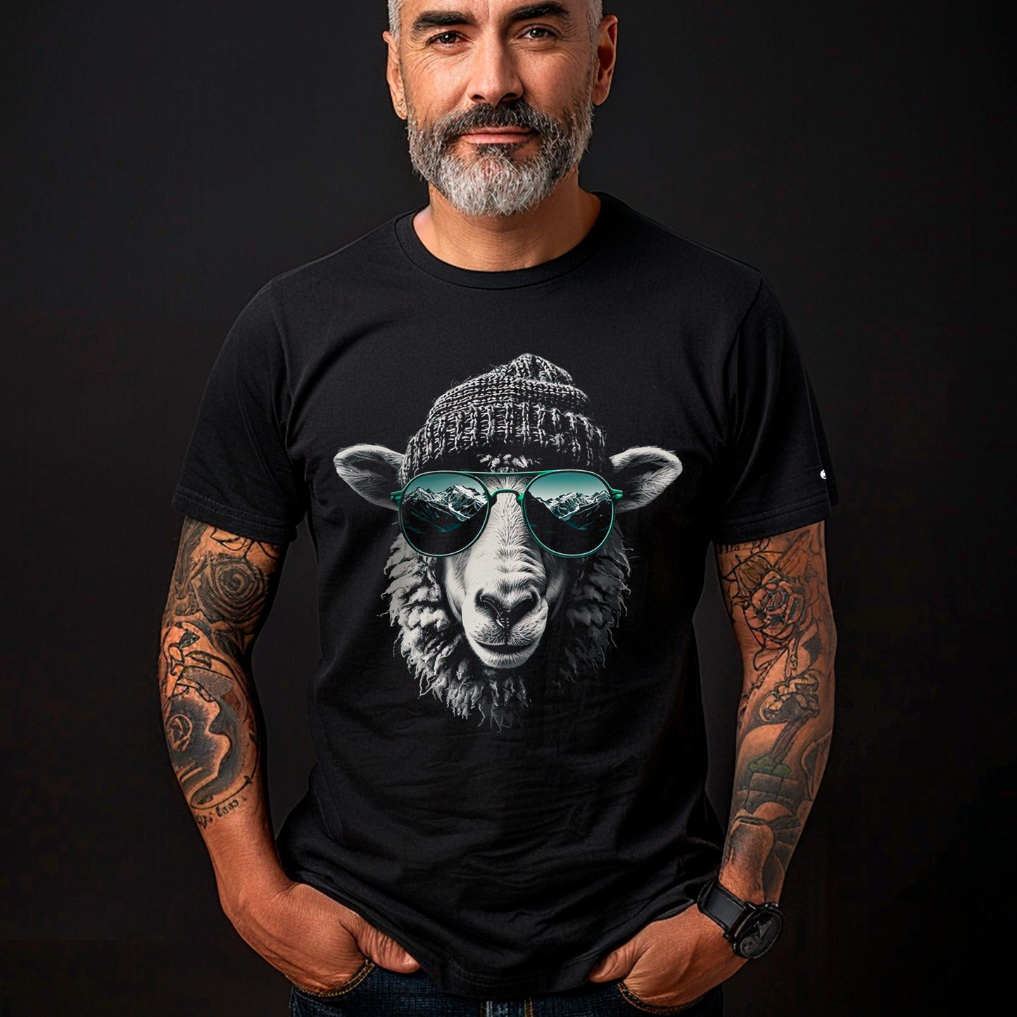 model wearing black Shear vision Premium Unisex organic cotton t-shirt
