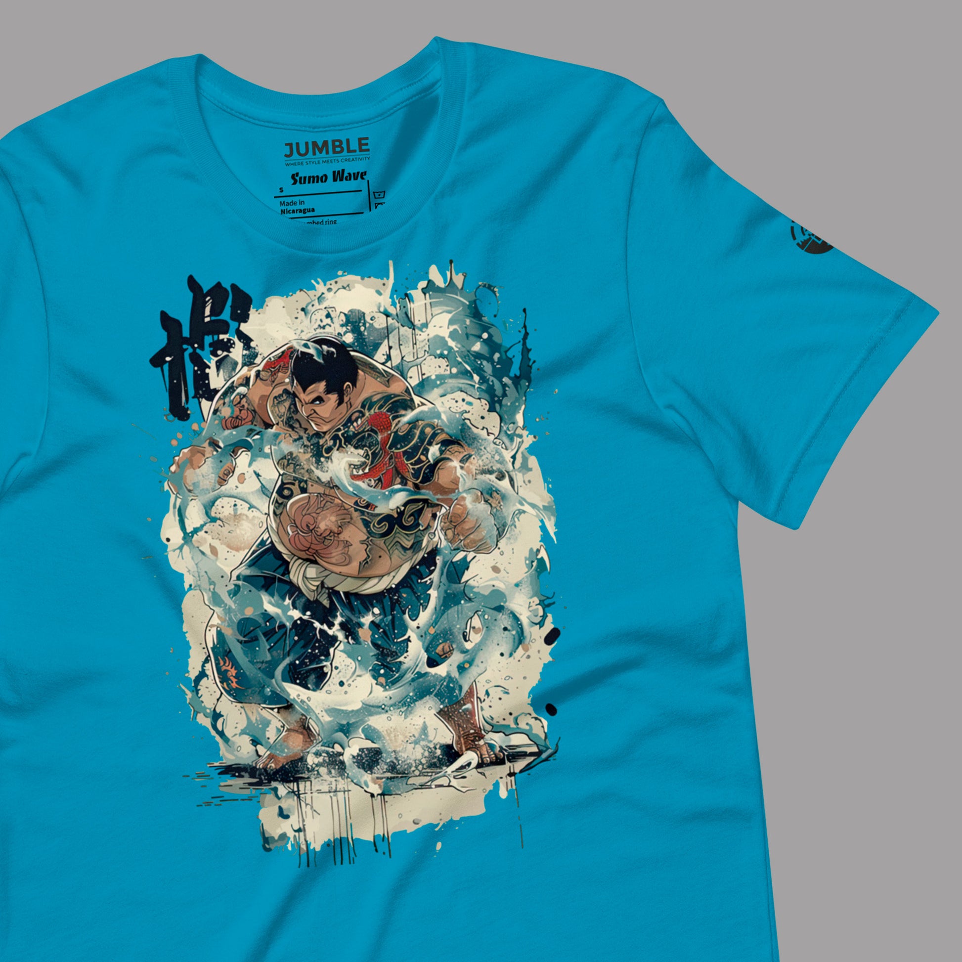 wrinkled Sumo Wave Unisex t-shirt in aqua 