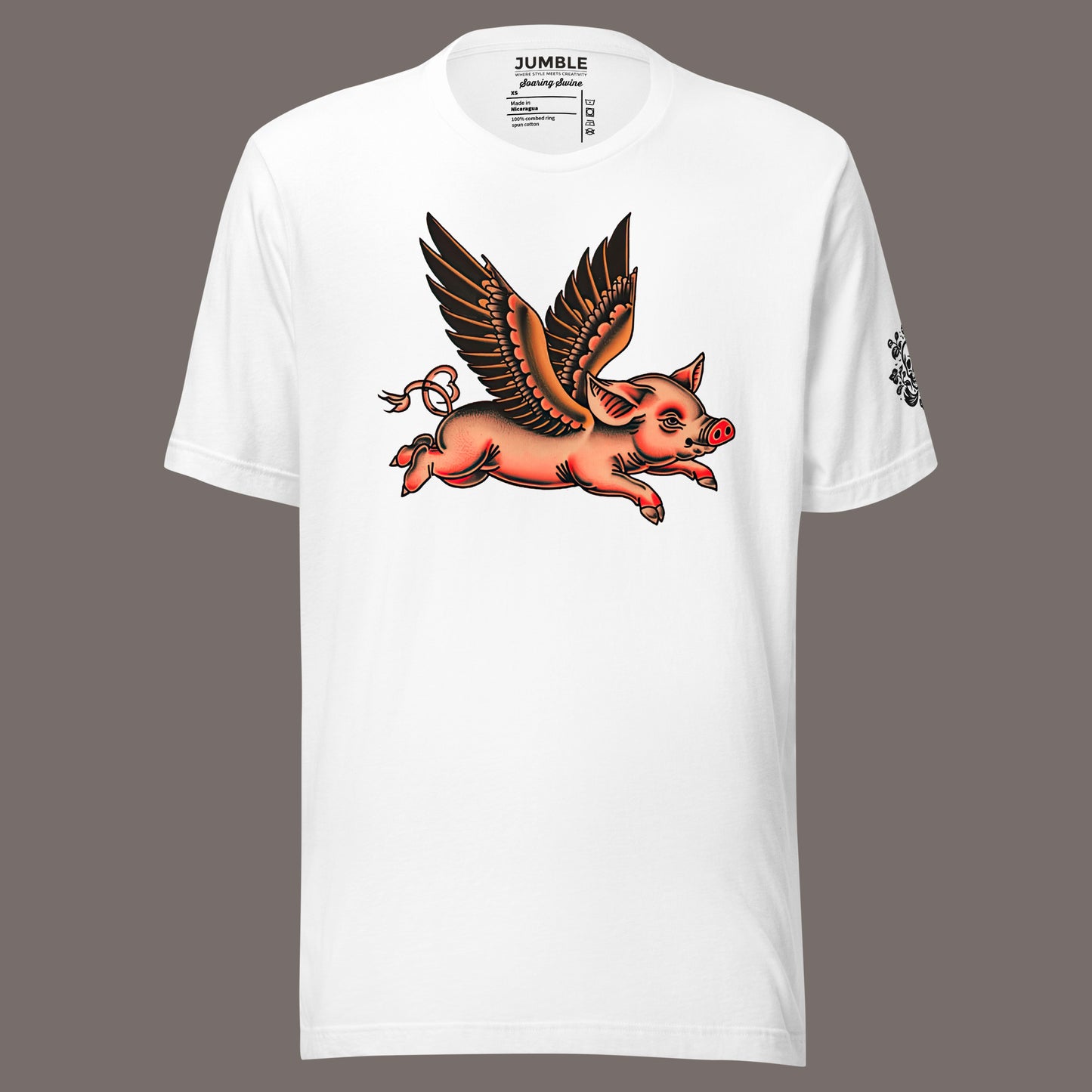 white Soaring Swine Unisex t-shirt