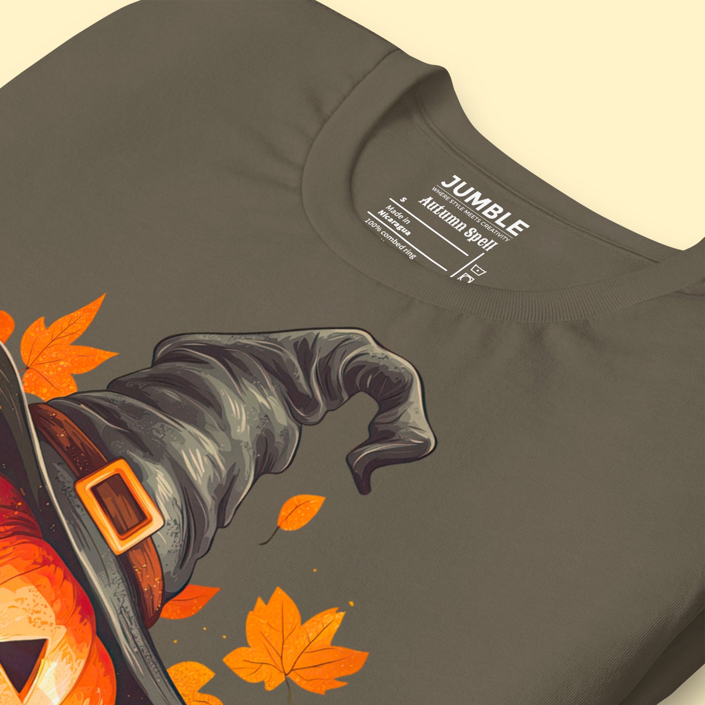 closeup of folded Autumn Spell Unisex t-shirt