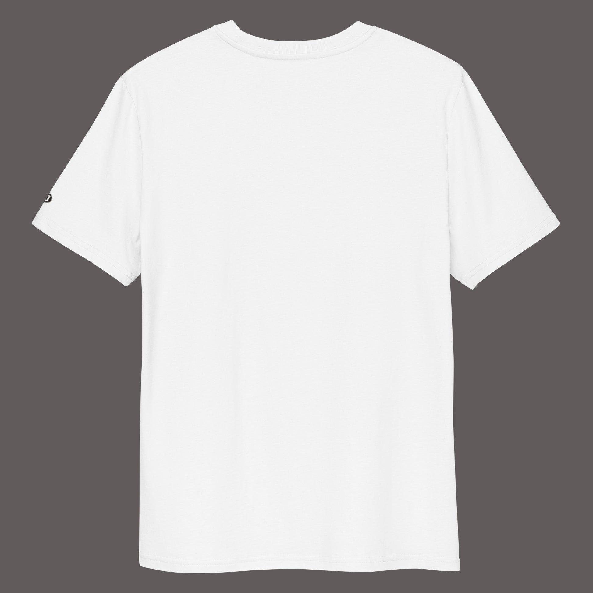 back view of white Morning Echo Premium Unisex organic cotton t-shirt