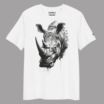 white Tā Moko Rhino Premium Unisex organic cotton t-shirt