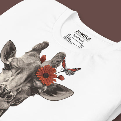 closeup of folded white Petal Neck Unisex t-shirt