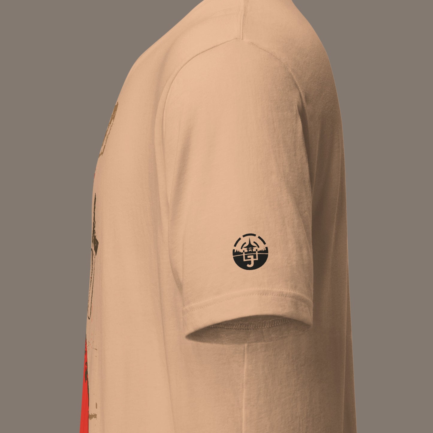 sleeve design on a Akai Hanran (Red Rebellion) Unisex t-shirt