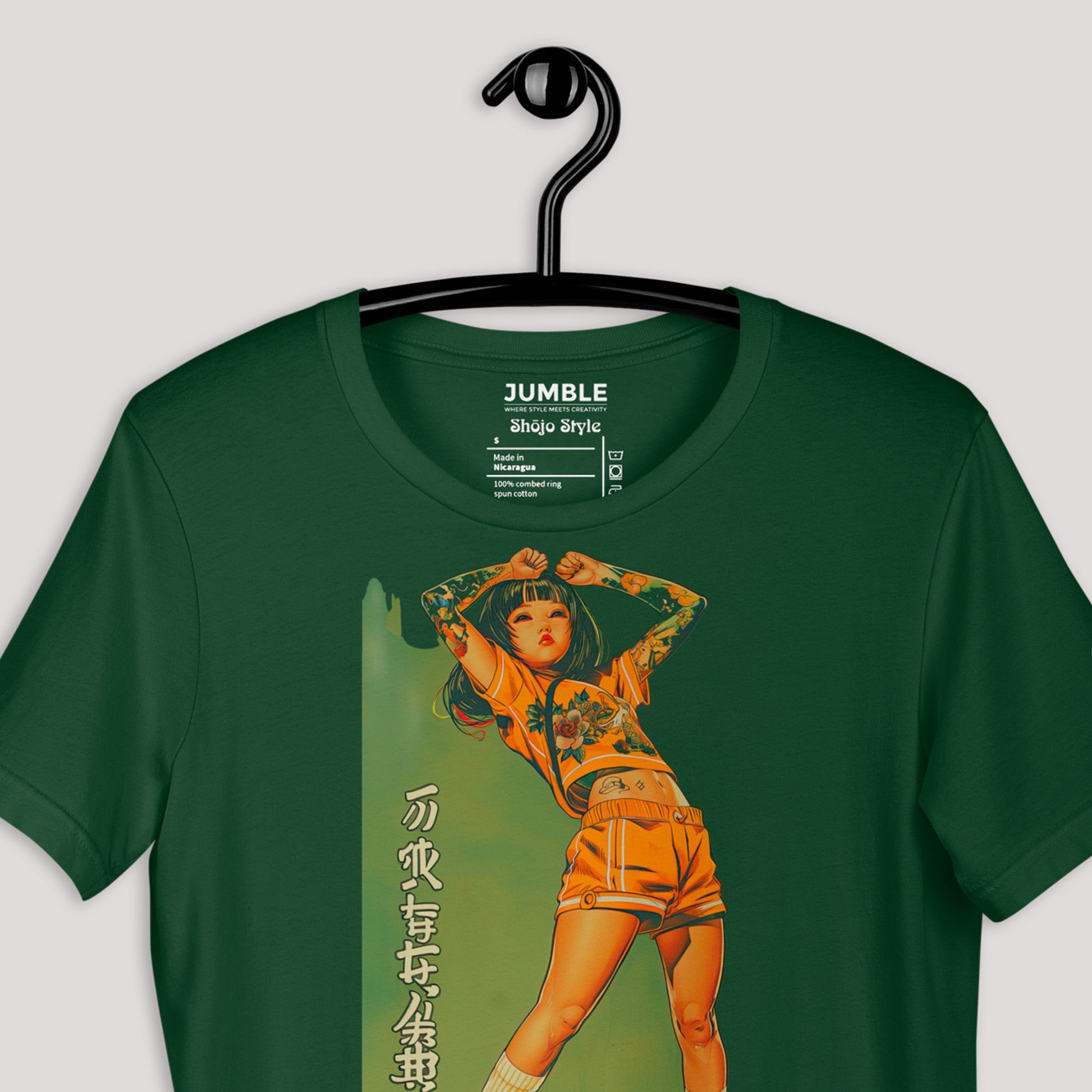 closeup of Shōjo Style Unisex t-shirt on a hanger