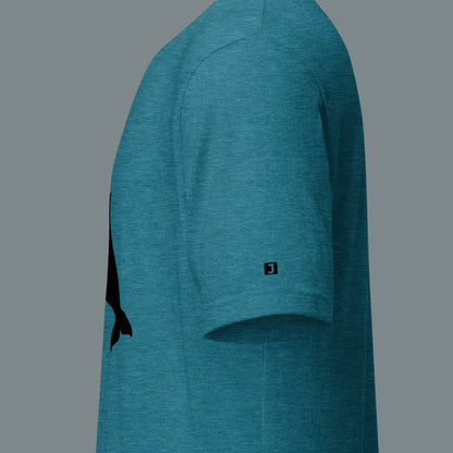 left sleeve on a deep teal Marine Titan Unisex t-shirt