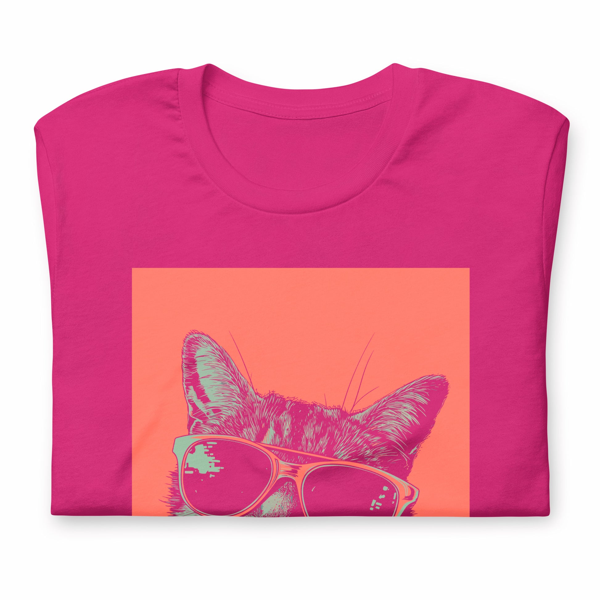 folded Hip Kitty Unisex t-shirt in berry