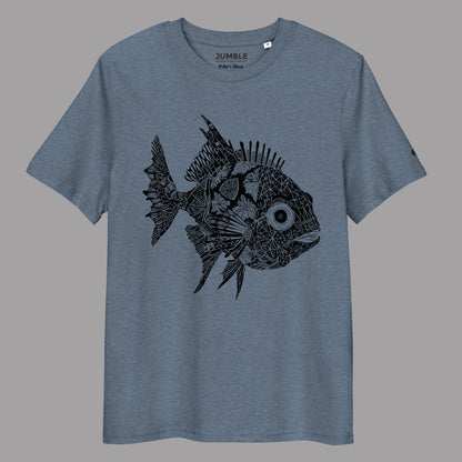 heather blue Puffer's Maze Premium Unisex organic cotton t-shirt