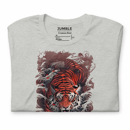 folded Athletic Heather Crimson Roar Unisex t-shirt