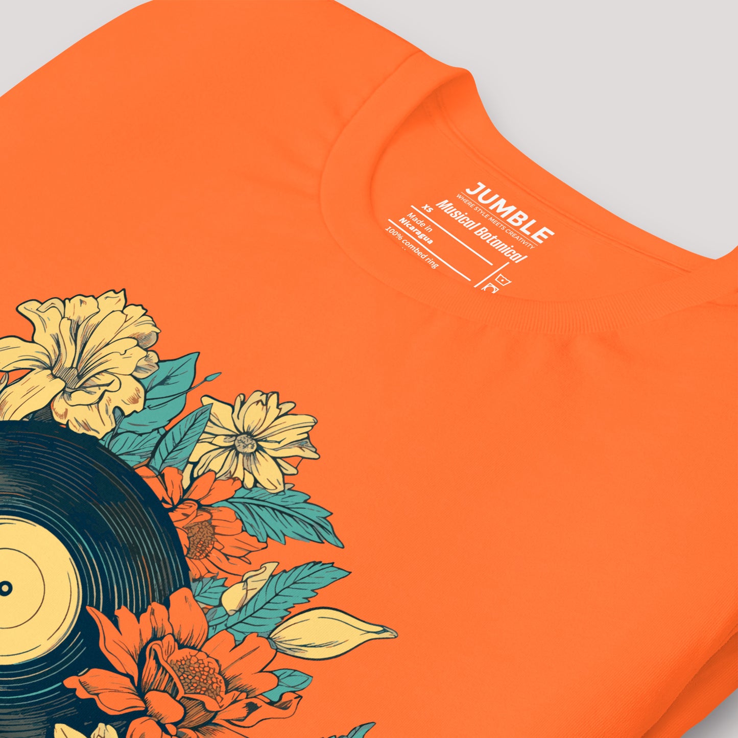 closeup of folded Musical Botanical Unisex t-shirt