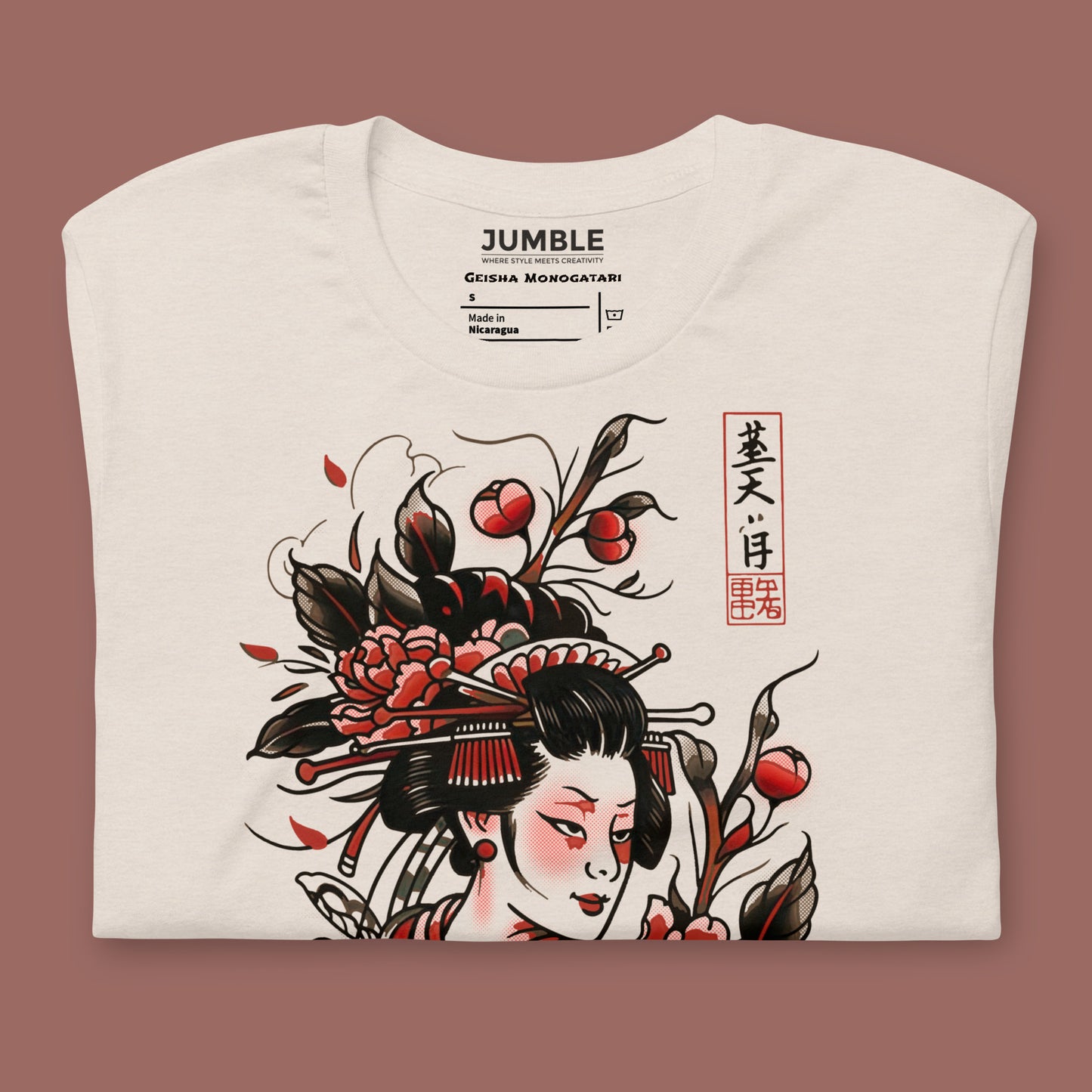 folded heather dust Geisha Monogatari Unisex t-shirt