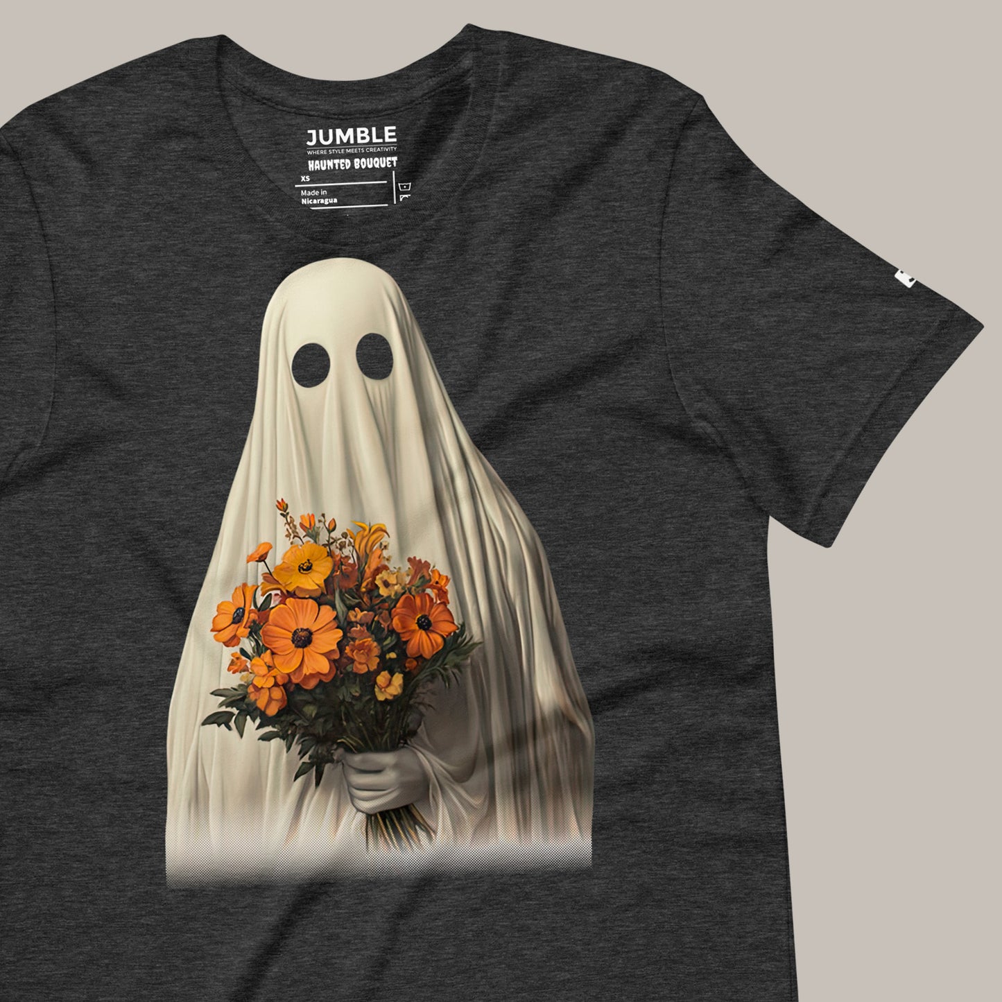 wrinkled dark grey heather Haunted Bouquet Unisex t-shirt 