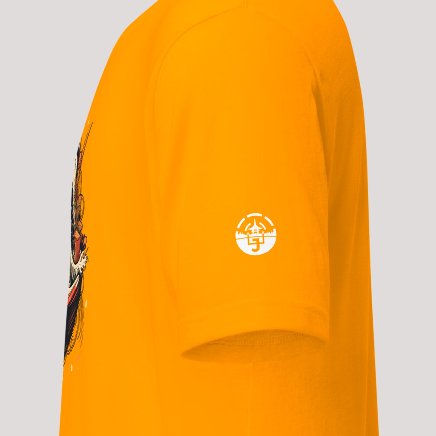 sleeve logo on a gold Ramen Wave Unisex t-shirt 