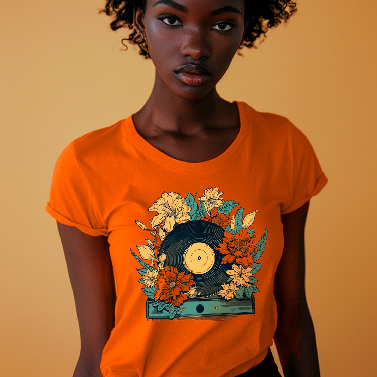 female model wearing Musical Botanical Unisex t-shirt