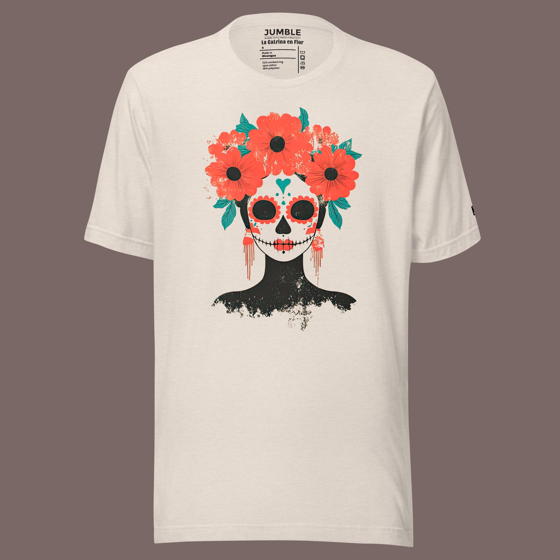 heather dust La Catrina en Flor Unisex t-shirt 