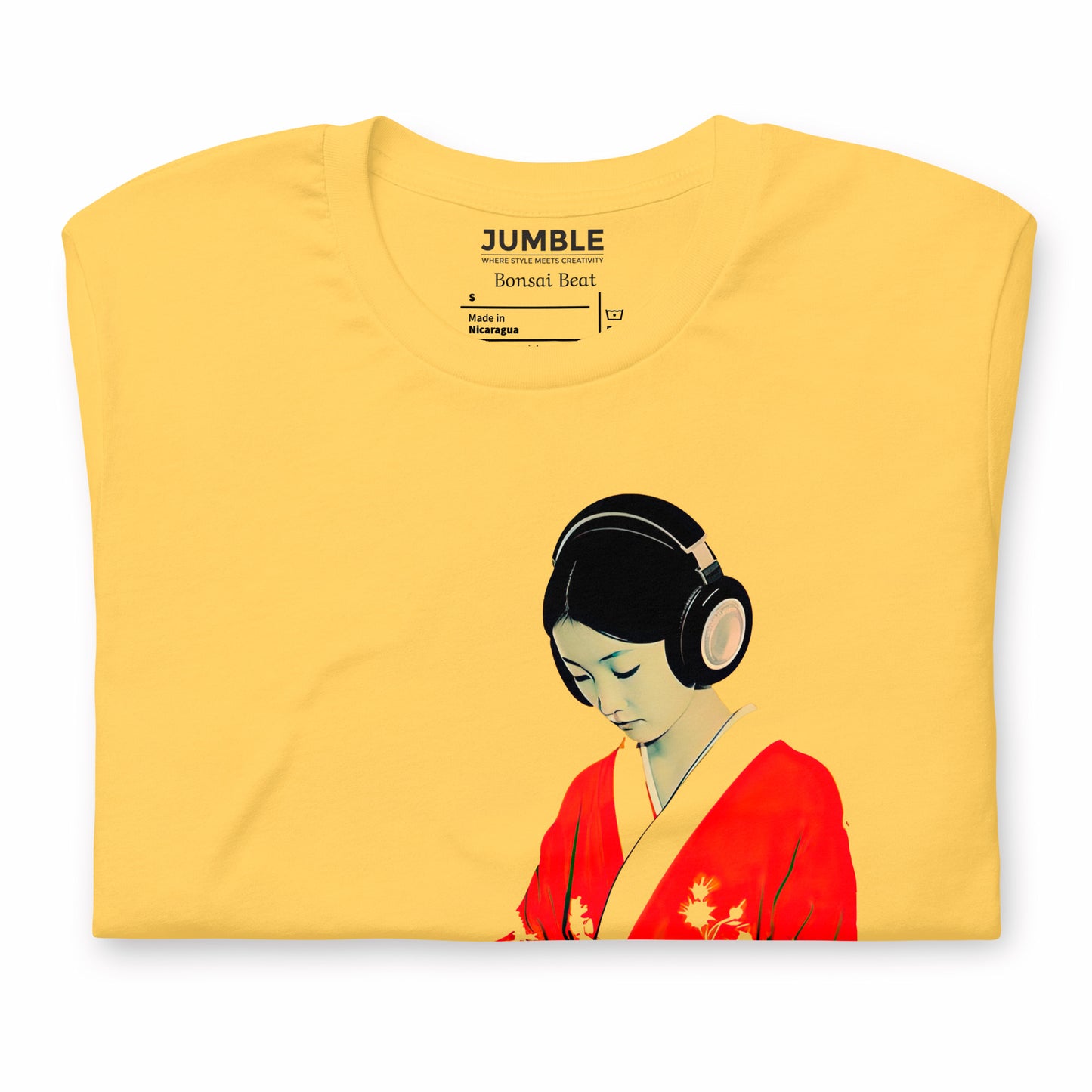 folded yellow Bonsai Beat Unisex t-shirt