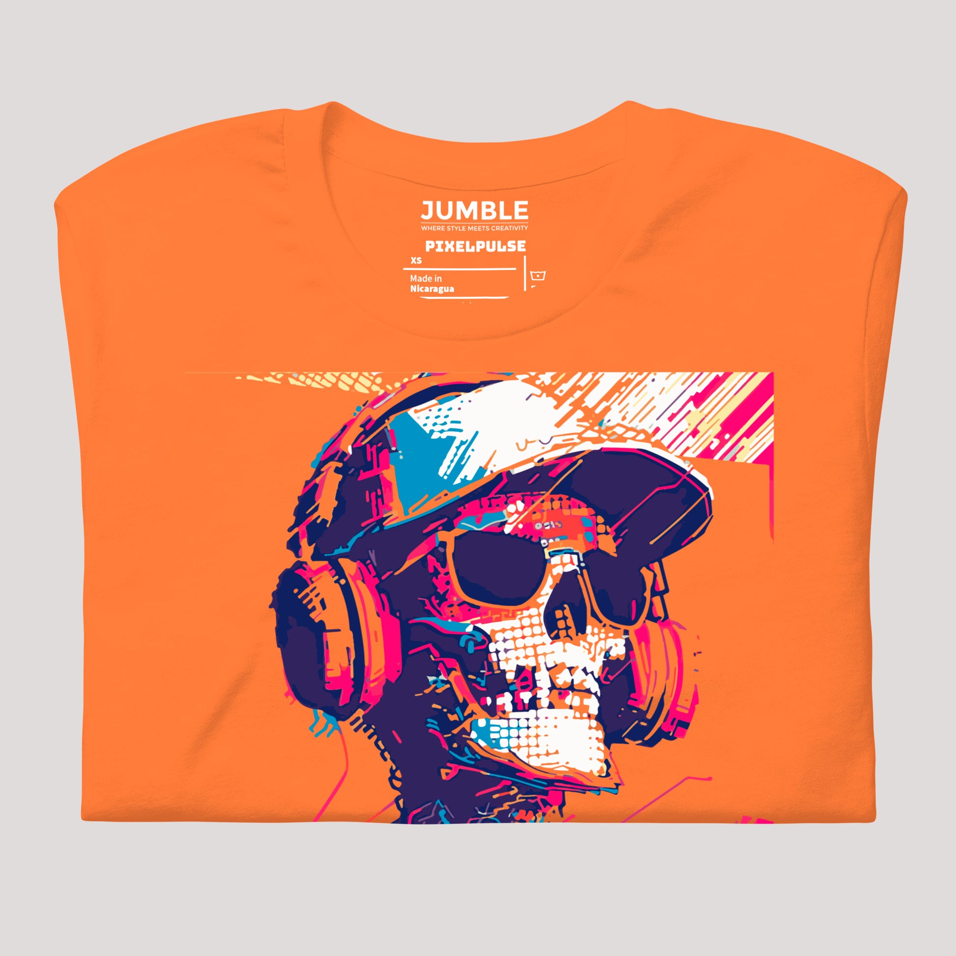 folded burnt orange PixelPulse Unisex t-shirt