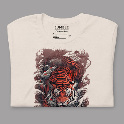 folded heather dust Crimson Roar Unisex t-shirt