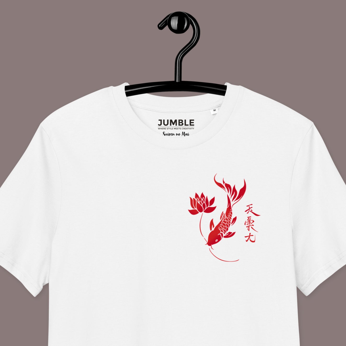 white Steampunk Spectre Premium Unisex organic cotton t-shirt on a hanger