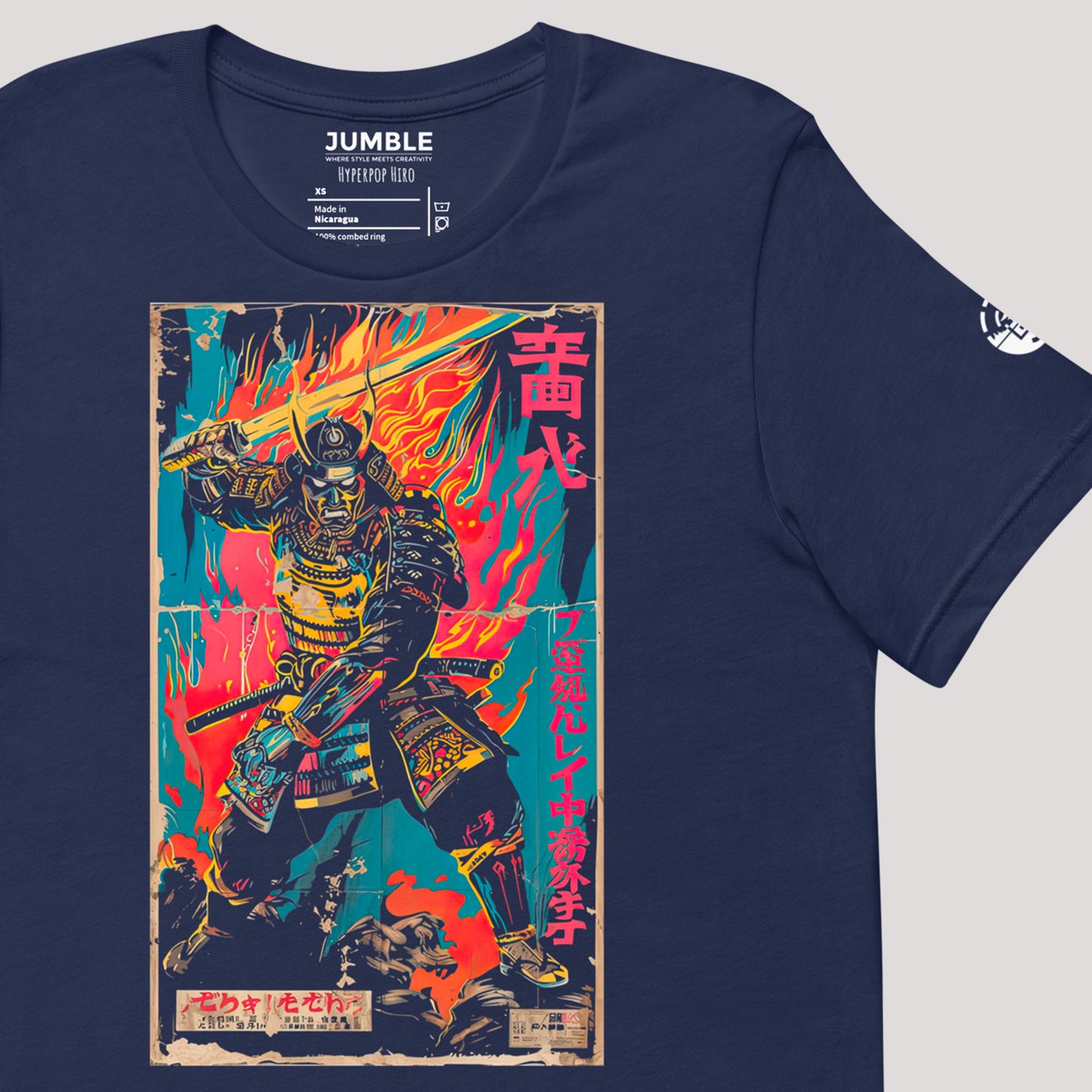 art detail on navy Hyperpop Hiro Unisex t-shirt