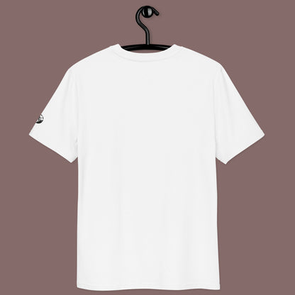 back view of white Torii Horizon Premium Unisex organic cotton t-shirt