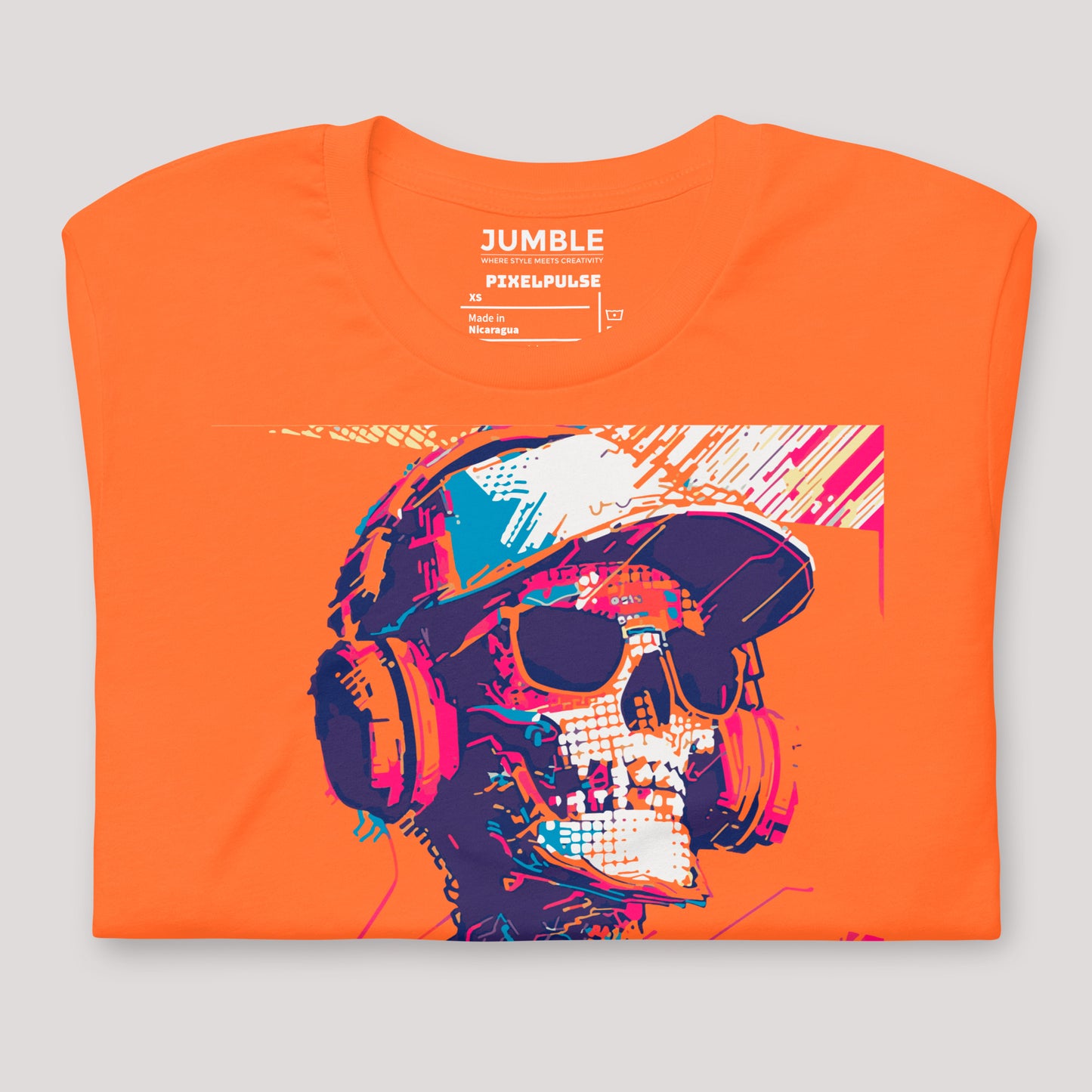 folded orange PixelPulse Unisex t-shirt
