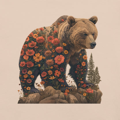 soft cream Wildflowered Bruin Unisex t-shirt artwork closeup