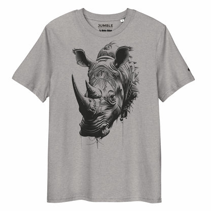 heather grey Tā Moko Rhino Premium Unisex organic cotton t-shirt