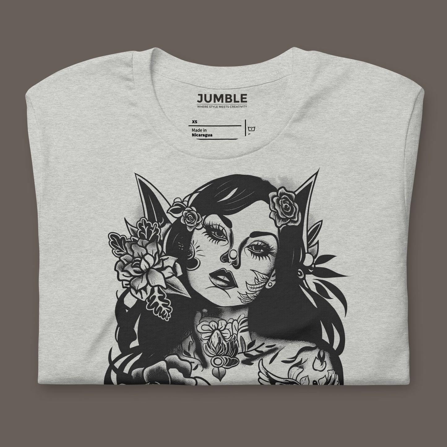 folded athletic heather La Dama del Jardín Unisex t-shirt