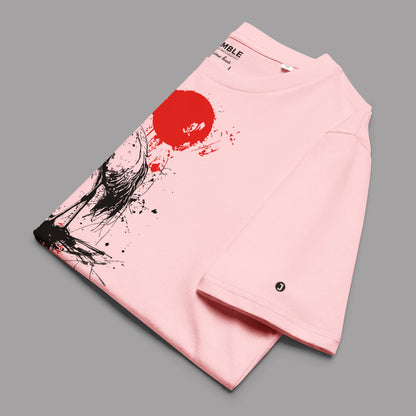 folded cotton pink Shuimo Hua Premium Unisex organic cotton t-shirt