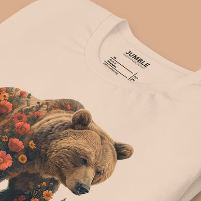 closeup of a folded soft cream Wildflowered Bruin Unisex t-shirt